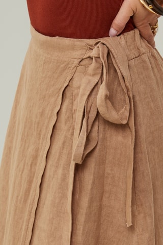 100% Linnen Rok - Camel