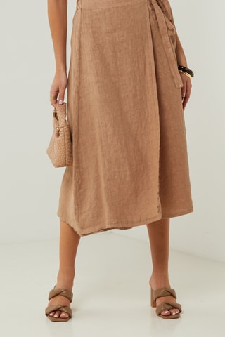 100% Linnen Rok - Camel