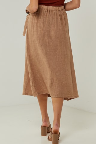100% Linnen Rok - Camel