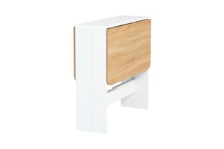 Table console pliable Edi - Imitation bois et blanc