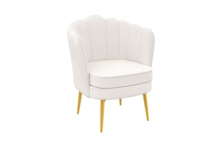 Fauteuil Arielle - Blanc et doré - Velours