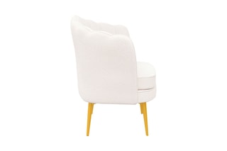 Fauteuil Arielle - Blanc et doré - Velours