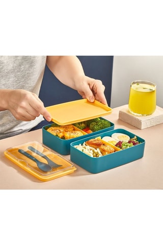 2 lunch box em plástico sem BPA - 18,5 x 11 x 5 cm
