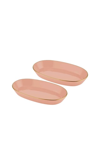 2 pratos fundos ovais em cerâmica - 29 x 14 x 1 cm