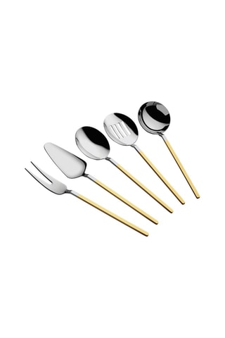 5 utensílios em aço inoxidável e banhado a ouro amarelo