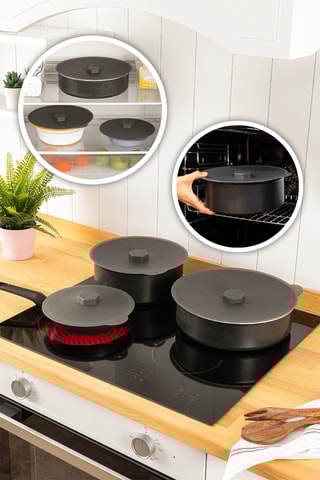 3 tampas de silicone sem BPA - 21/25/30 cm