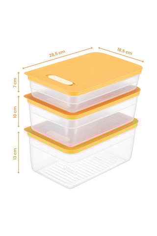 3 caixas de conservação com tampas sem BPA - 250 cl a 500 cl