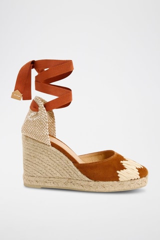 Alpargatas com cunha em nobuck Cande - Camel