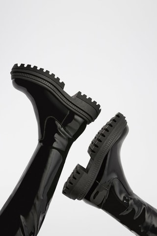 Botas acima do joelho envernizadas Preto
