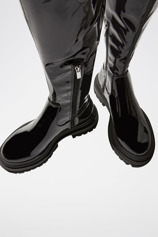 Botas acima do joelho envernizadas Preto