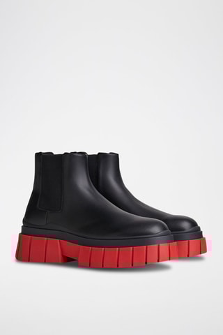 Botins Chelsea Preto e vermelho