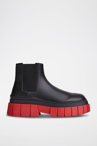 Botins Chelsea Preto e vermelho