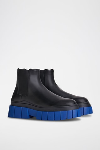 Botins Chelsea Preto e azul