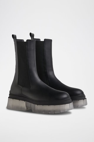 Botins Chelsea Preto e transparente