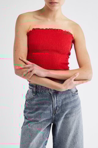 Top-caicai em linho - Vermelho