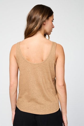 Camisola de alças em linho - Castanho