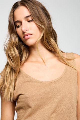 Camisola de alças em linho - Castanho