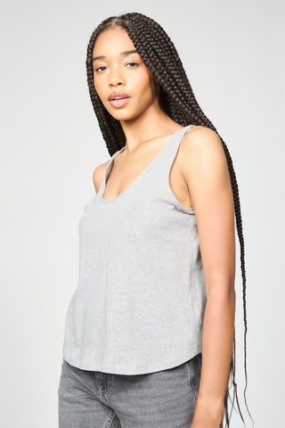 Camisola de alças em linho - Cinzento