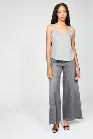 Camisola de alças em linho - Cinzento