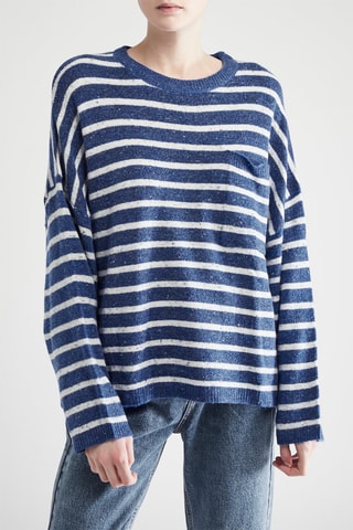 Camisola oversize - Azul e branco