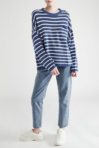 Camisola oversize - Azul e branco