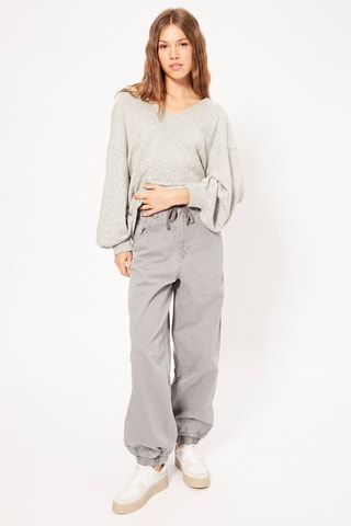 Calças jogger cintura subida - Cinzento-claro