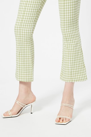 Calças bootcut 7/8 cintura alta Verde e cru