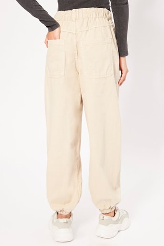Calças jogger cintura subida - Bege
