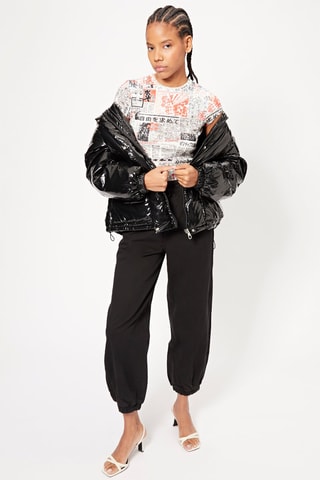 Calças jogger cintura subida - Preto
