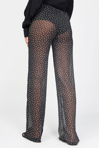 Calças cintura subida - Preto e branco