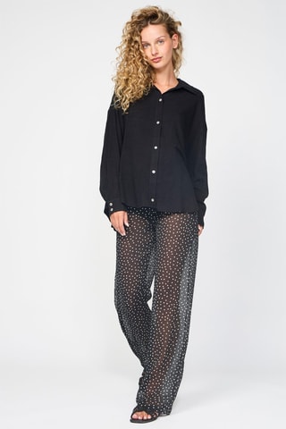Calças cintura subida - Preto e branco