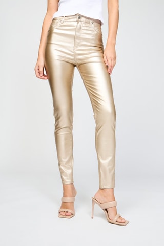 Calças skinny cintura subida - Dourado