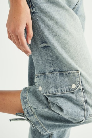 Pantalon cargo en jean - Bleu