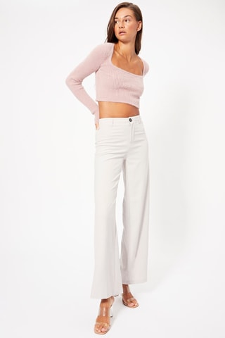 Calças wide legs de cintura subida - Branco