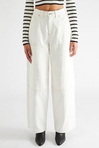 Pantalon wide legs taille haute - Blanc