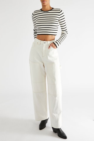 Pantalon wide legs taille haute - Blanc