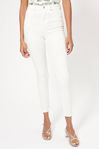 Calças de ganga skinny cintura subida - Cru