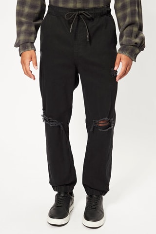 Calças de ganga jogger - Preto