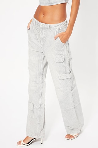 Calças de ganga baggy cargo - Azul-escuro