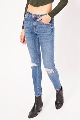 Calças de ganga skinny 7/8 - Azul