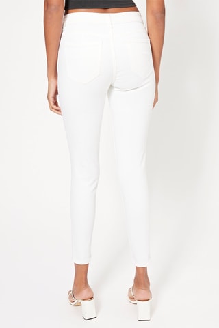 Calças de ganga skinny 7/8 cintura subida - Branco