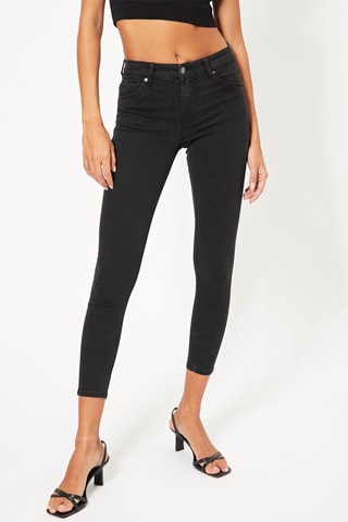 Calças de ganga skinny push-up 7/ 8 - Preto