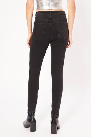 Calças de ganga skinny cintura alta - Preto