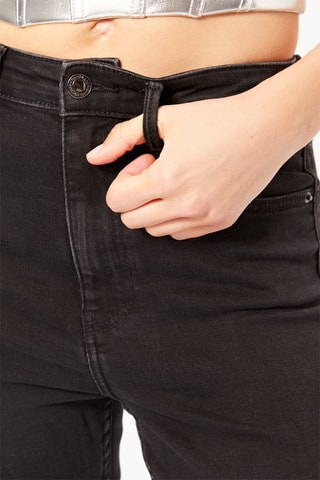 Calças de ganga skinny cintura alta - Preto