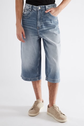Bermudas oversize de ganga - Azul