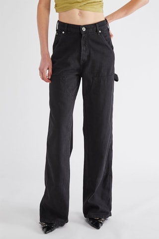 Calças de ganga wide legs - Preto