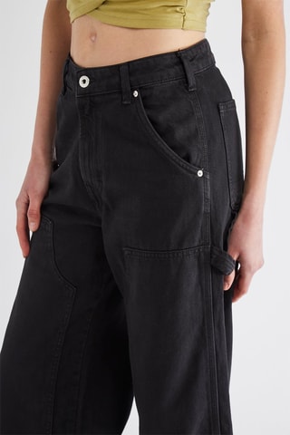Calças de ganga wide legs - Preto