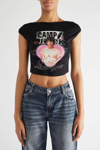 Crop top Nate Gray Camp Rock Disney - Preto