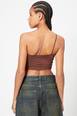 Crop top assimétrico - Castanho