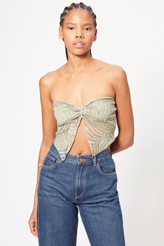 Crop top bustier en dentelle - Kaki